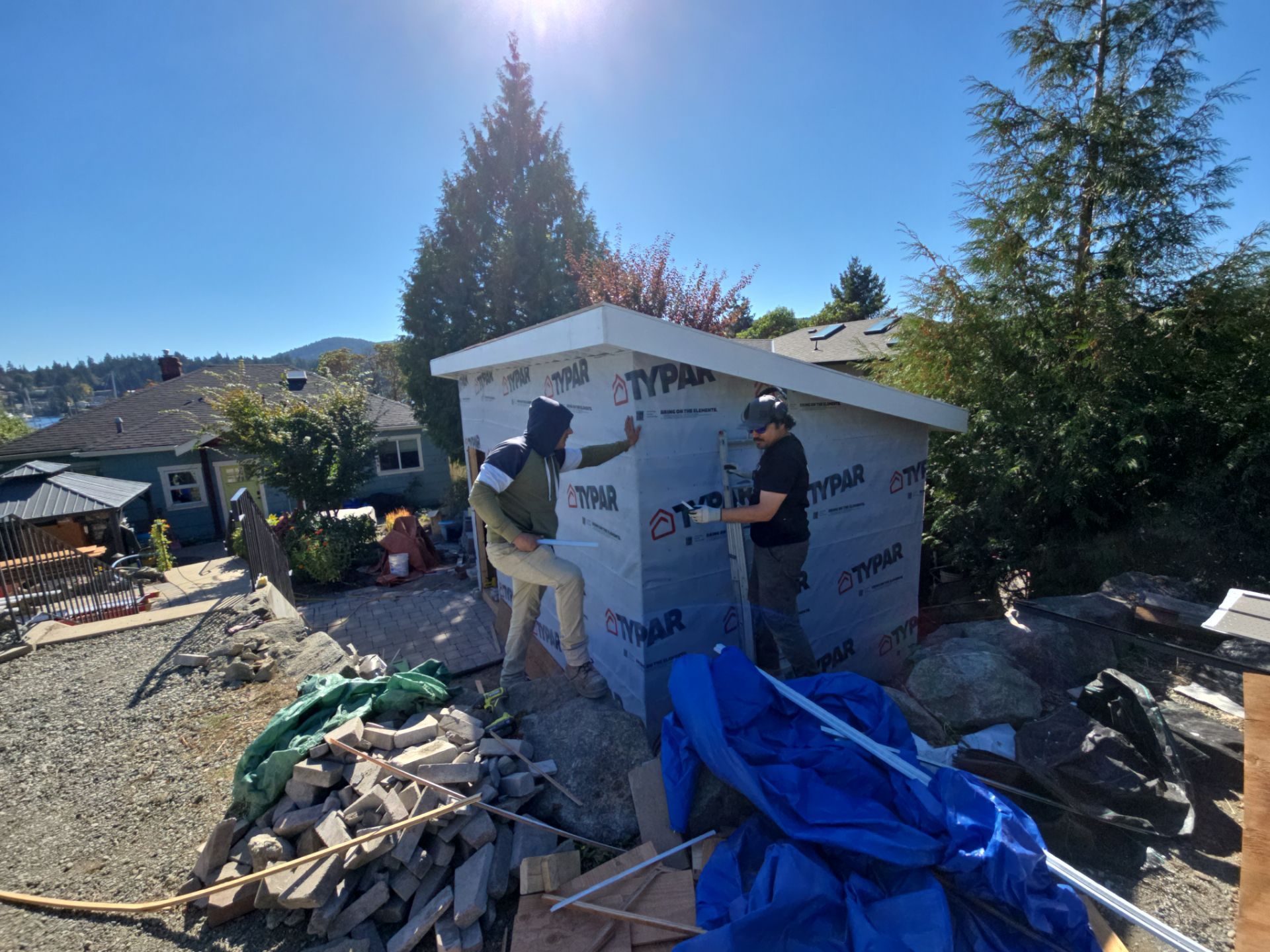 Backyard Transformation — Custom Shed, Paver Patio & Retaining Wall by Habanero Garden and Exterior Care