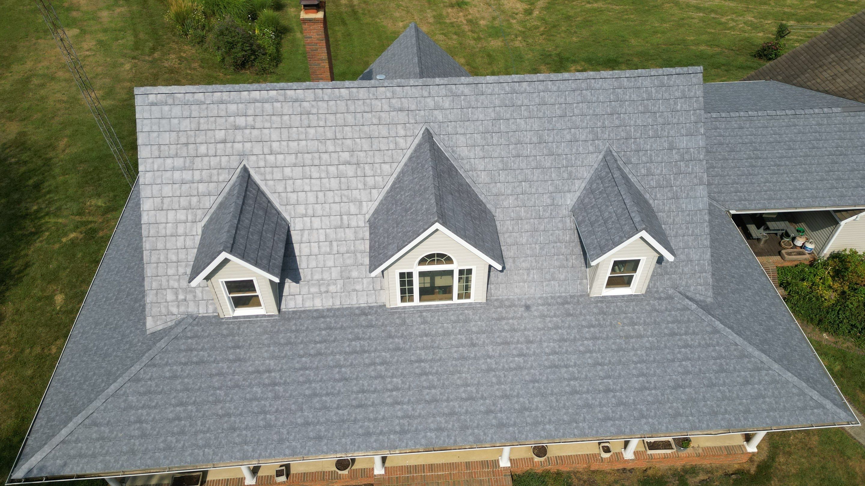 Residential Roofing Installation using ProVia Ironstone Slate Metal Roofing by RoofX 