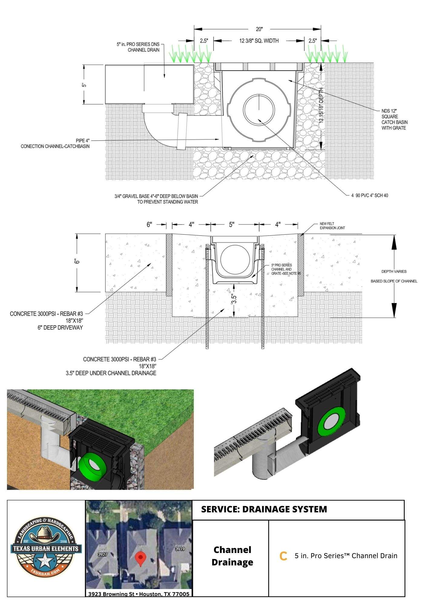 Driveway Concrete Replacement & French Drainage System by Texas Urban Elements
