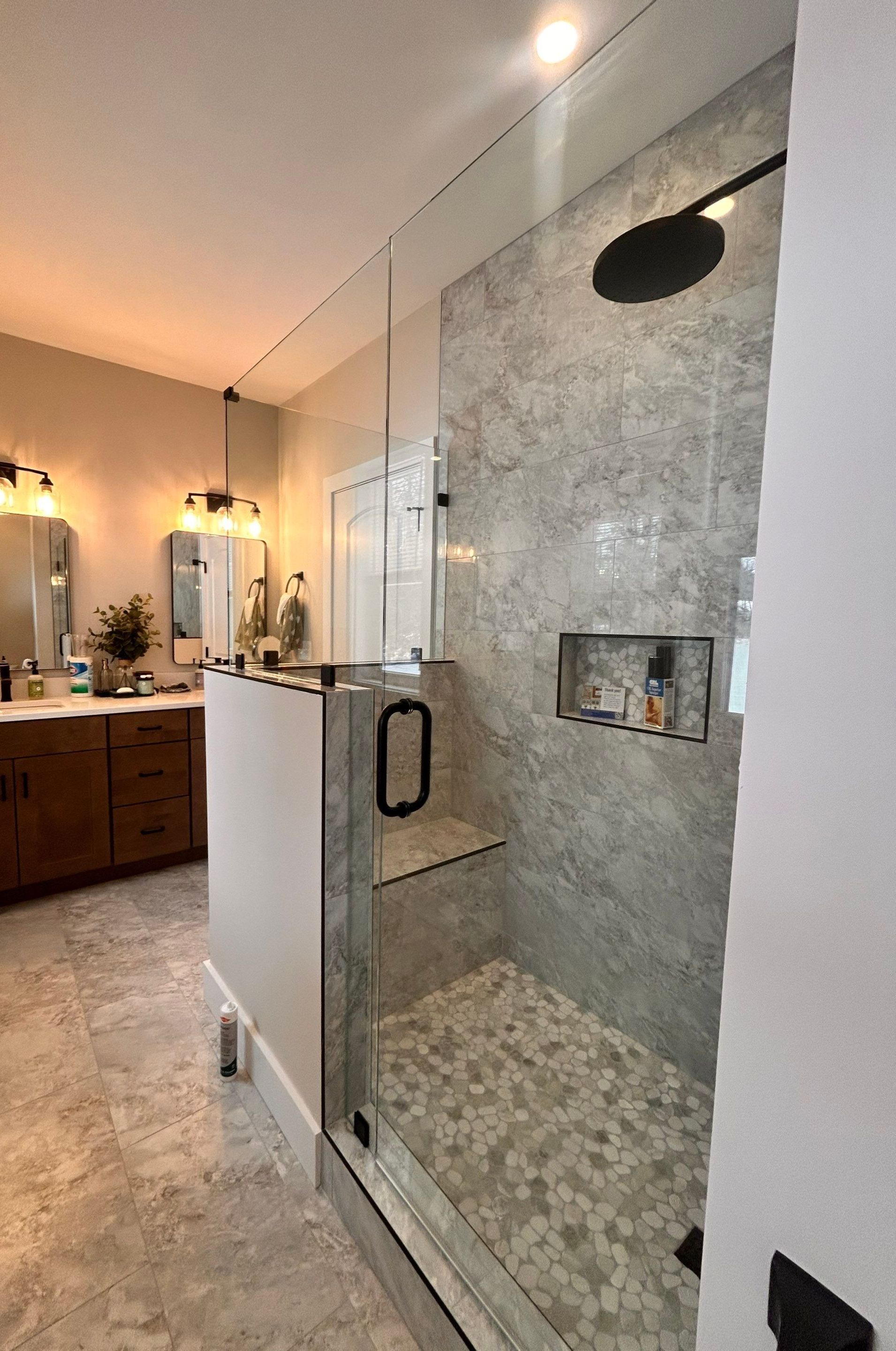 Frameless Shower Enclosure using Tempered Shower Glass by Cheshire Glass Company