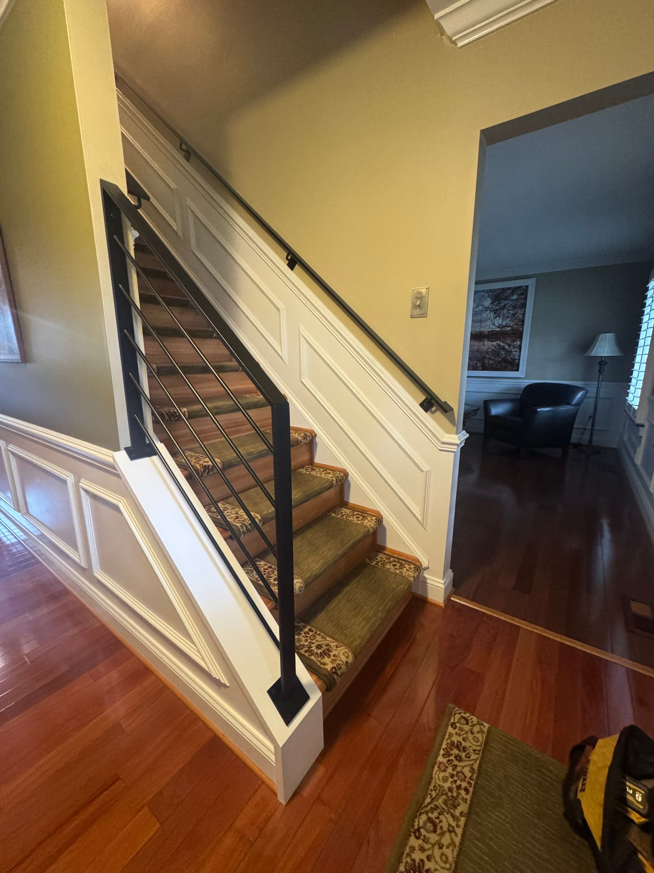 Modern Minimalist Interior Railing – Custom Steel Flat Bar & Round Infill by Capitol Iron Works