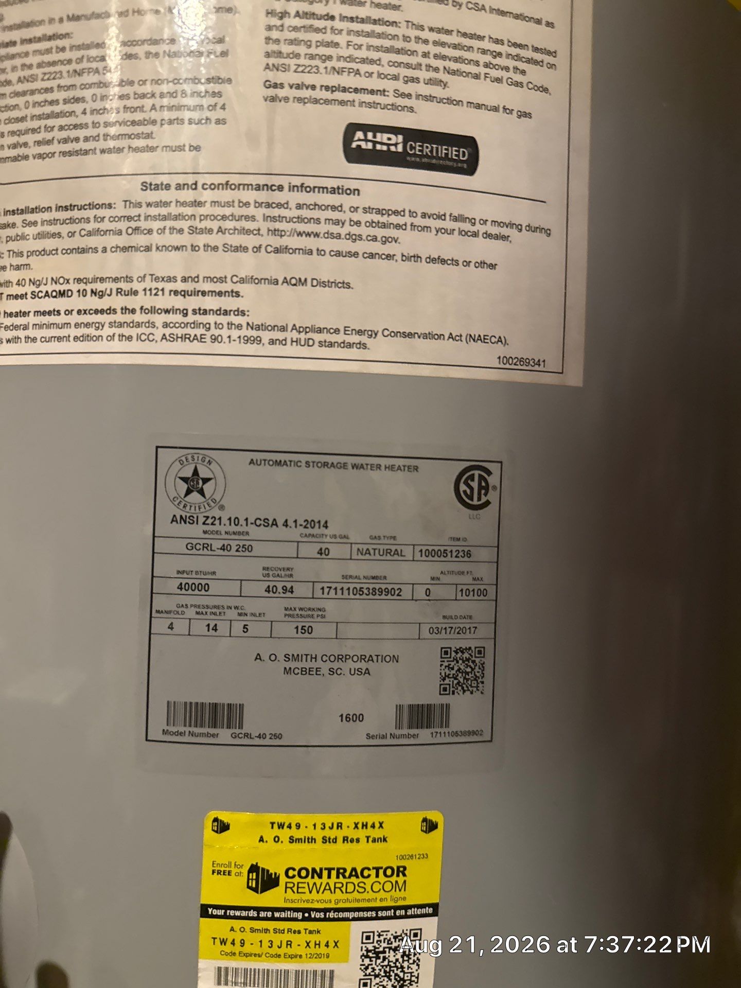 AO Smith ProLine Water Heater Installation and Leak Protection in Bryan by 4L Contracting LLC
