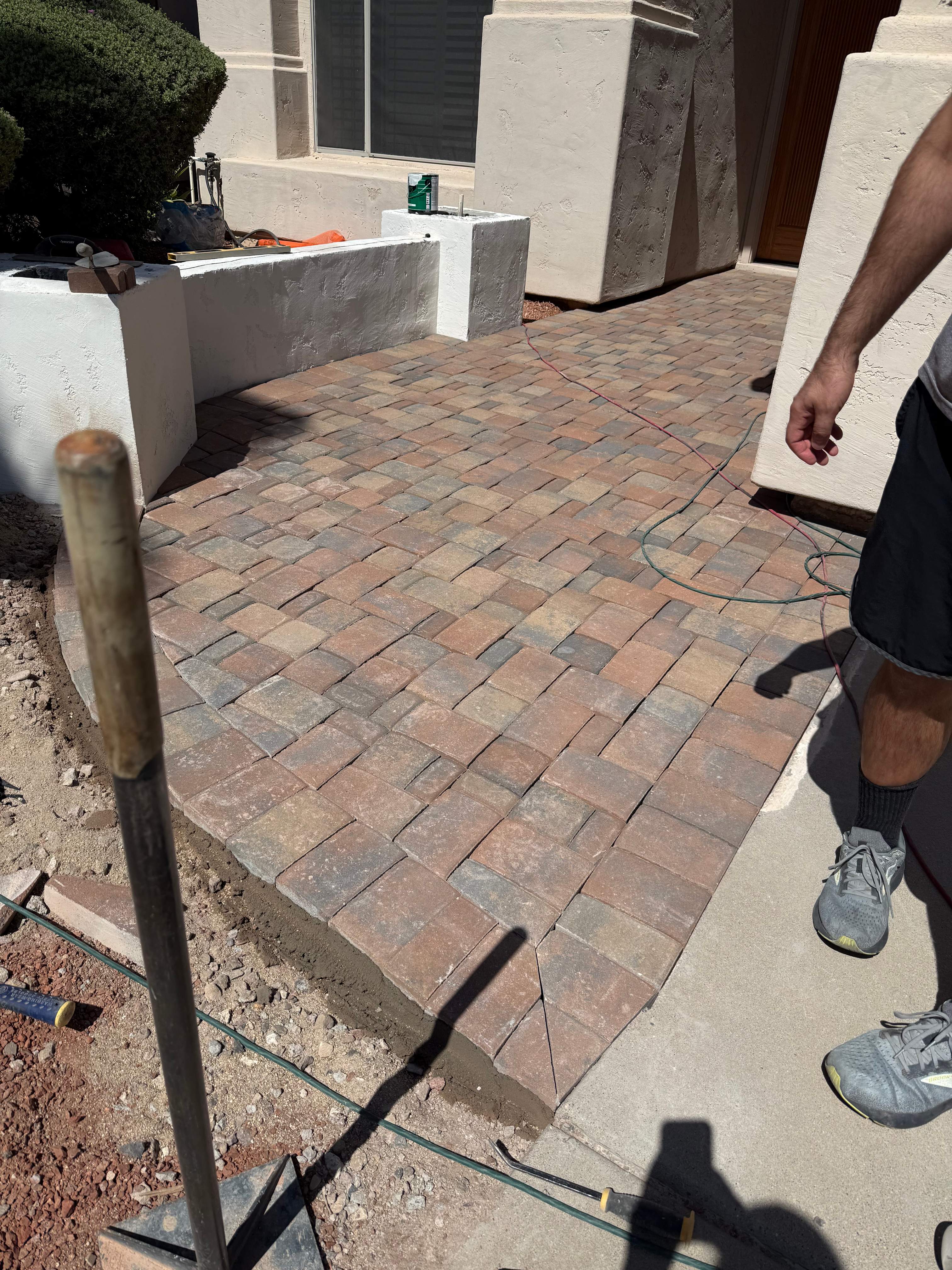 Custom Paver Walkway and Stucco Masonry Wall Installation in Glendale by We Do Hardscape