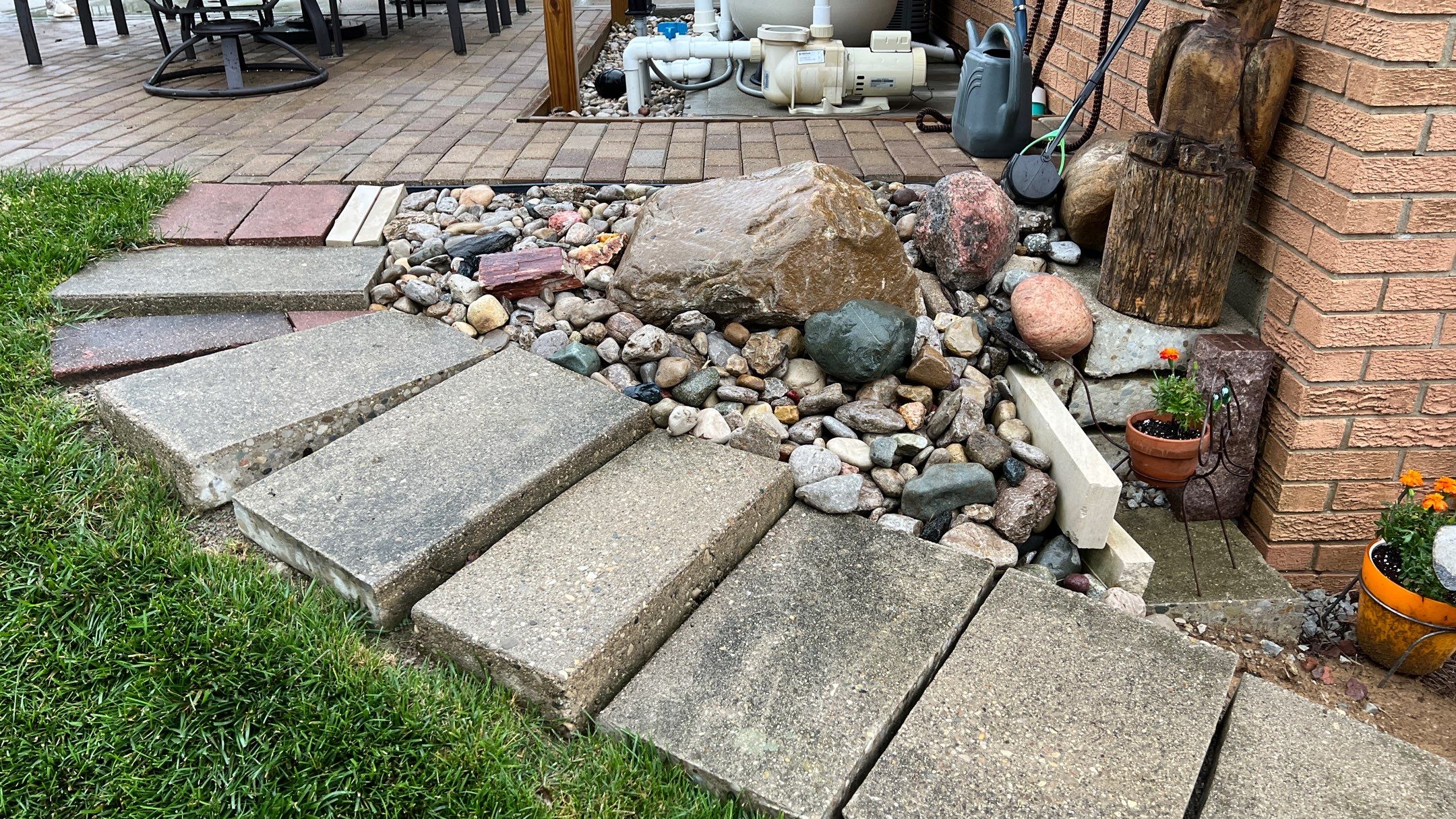 Rustic Buff Tread Stairway Installation by Reisenberg’s Lawn & Landscape, LLC