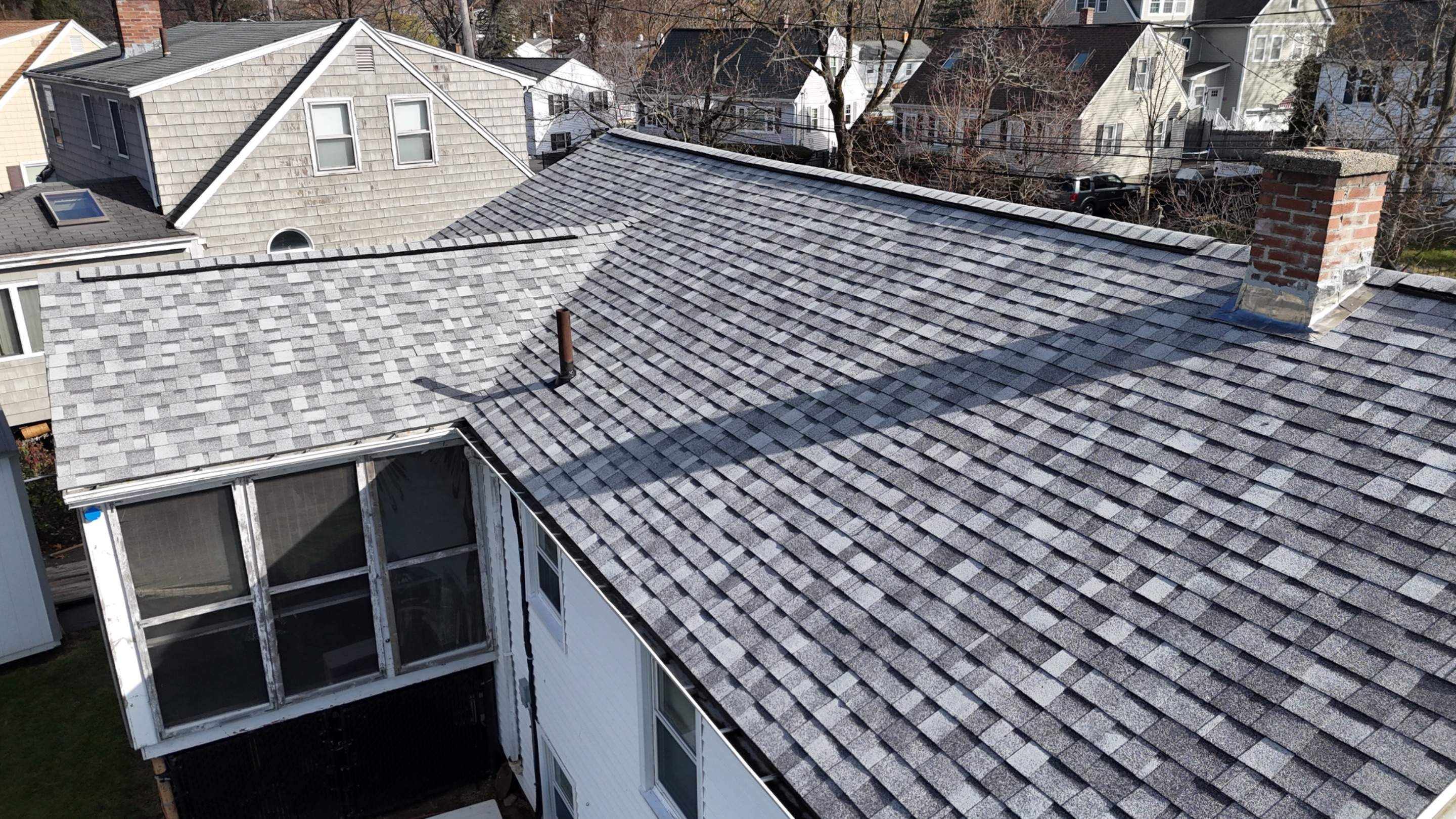  Full Roof Replacement & Chimney Flashing in Boston, MA – Owens Corning Duration, Sierra Gray by JOHNNYS PRO