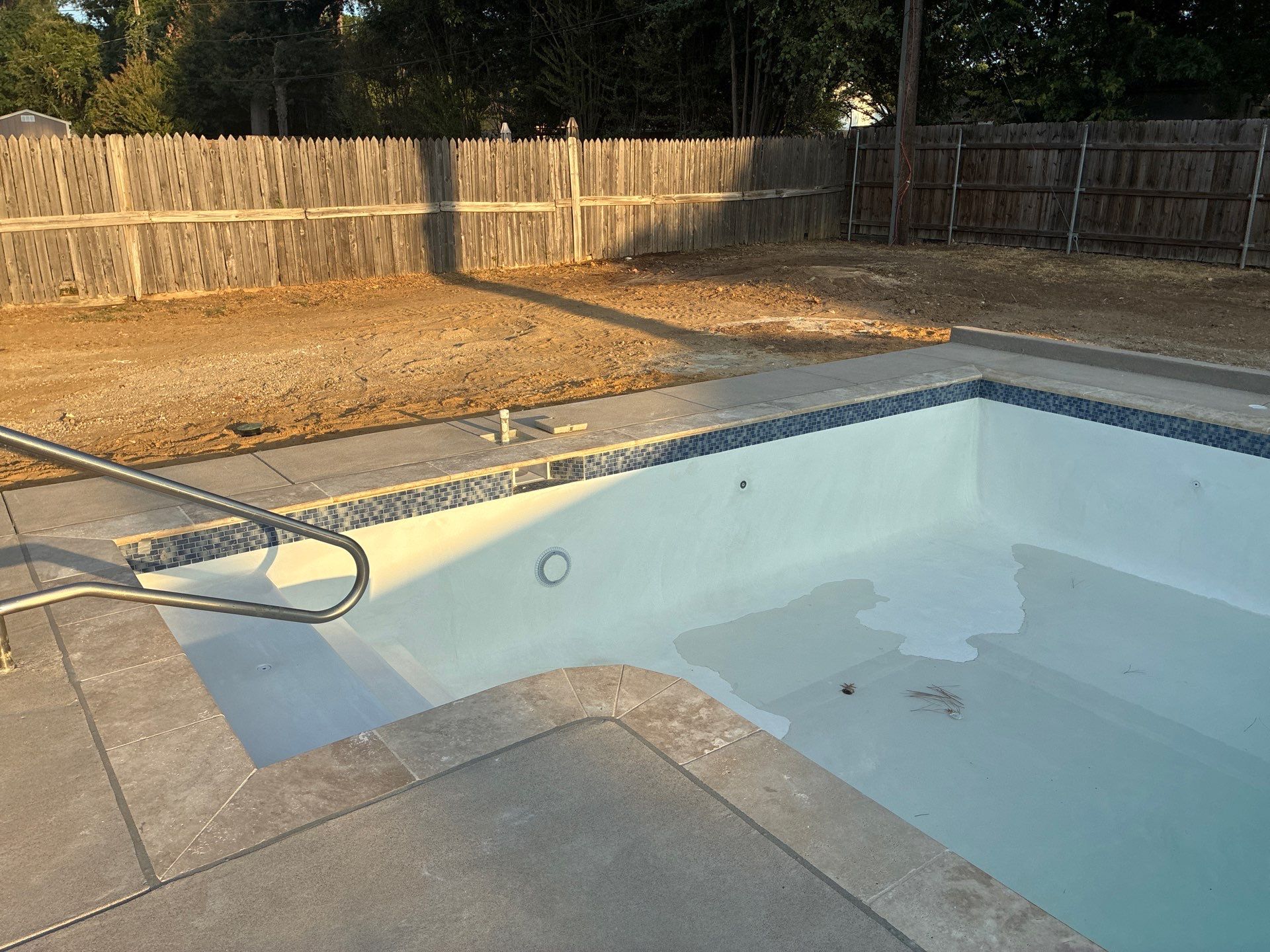 Geometric Pool Remodel with New Plaster and Travertine Coping by Pinnacle Pools and Spas - DFW