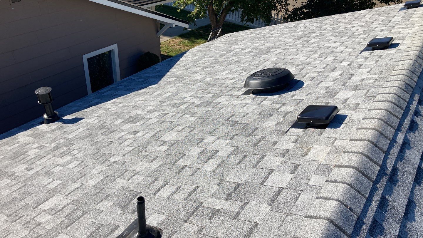 Nampa ID., single level Investment Property Roofing Installation using Owens Corning Oakridge in Peppermill Grey by ID Roofing LLC
