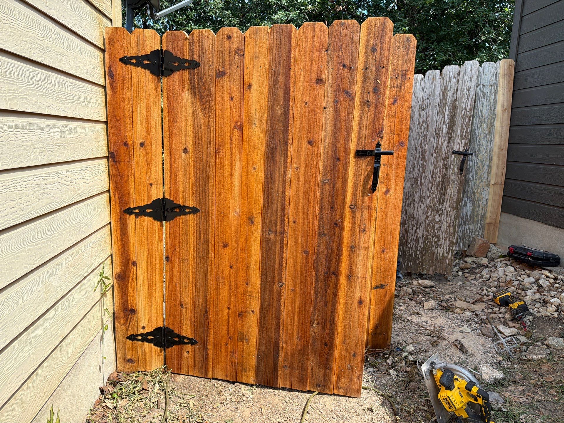 Cedar Privacy Fence Replacement with Steel Posts in Austin by Rhino Home Care