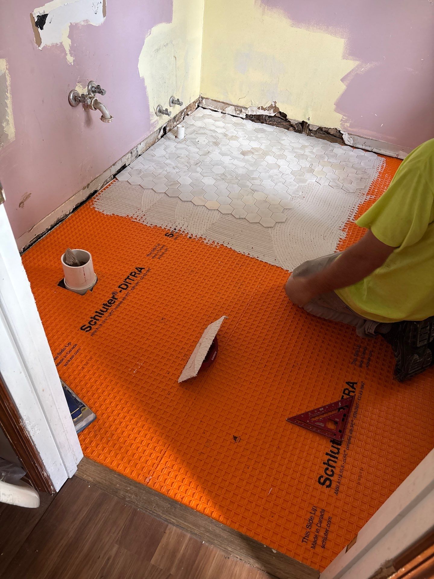 Custom Bathroom Remodel and Marble Tile Installation in Bellevue by Footprints Floors Kentucky