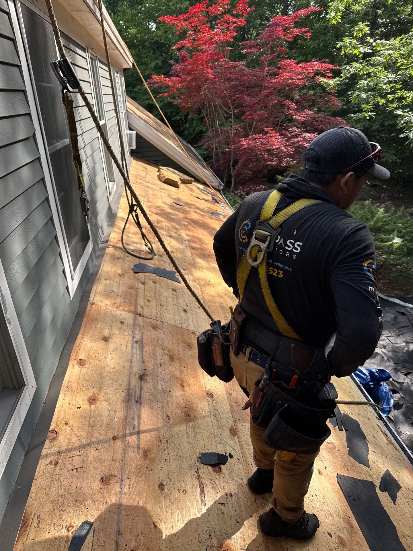 Newfields, NH Roof Replacement Near Inland Acres Town Forest with Owens Corning Slatestone Shingles and Velux Skylights by Compass exteriors