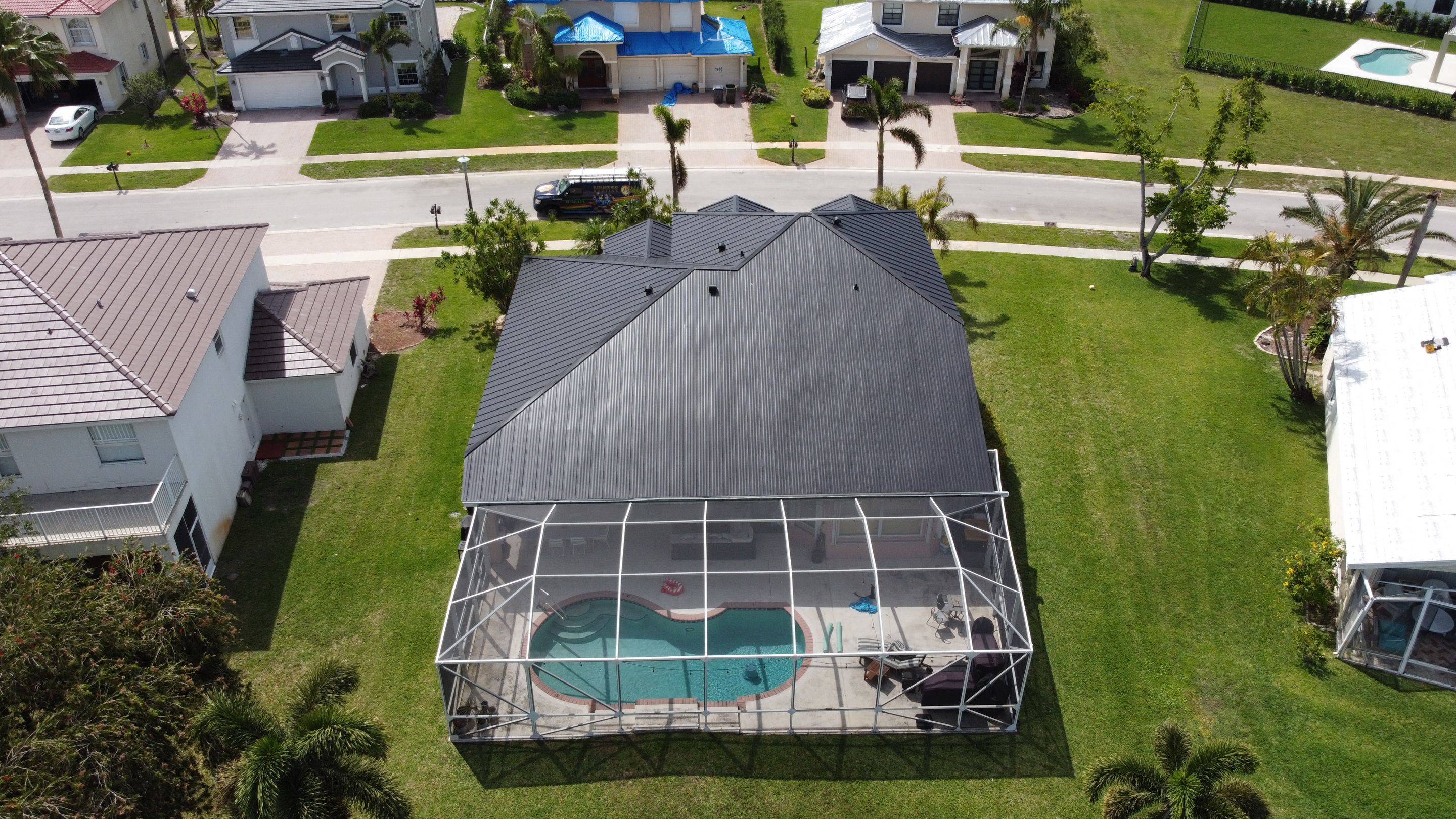 Residential Roofing Installation using 1" Nail strip metal roof by BLUES BROTHERS ROOFING