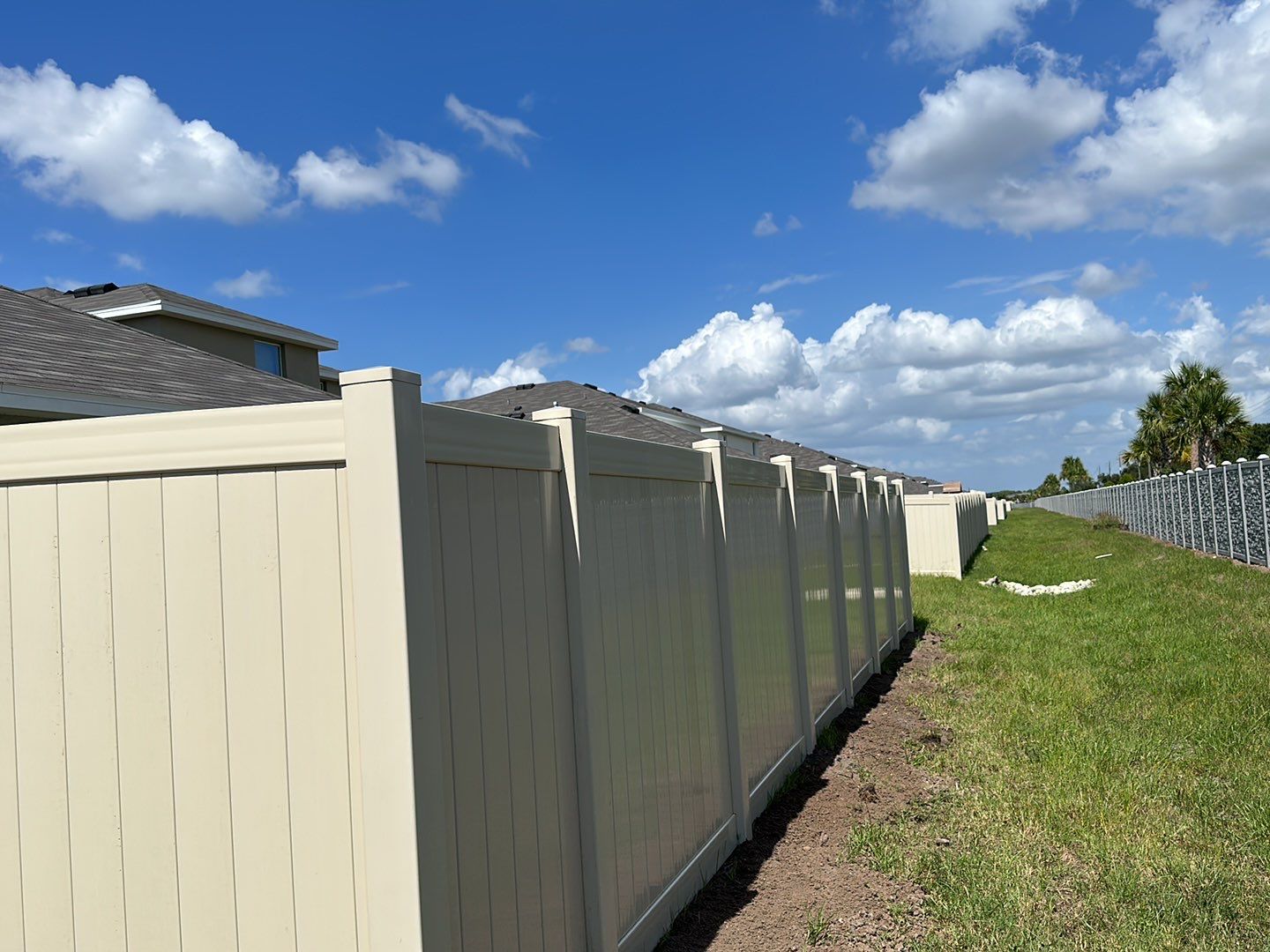 Vinyl Fence Installation using Tan Vinyl Privacy Fence by Asap fence and gates, LLC