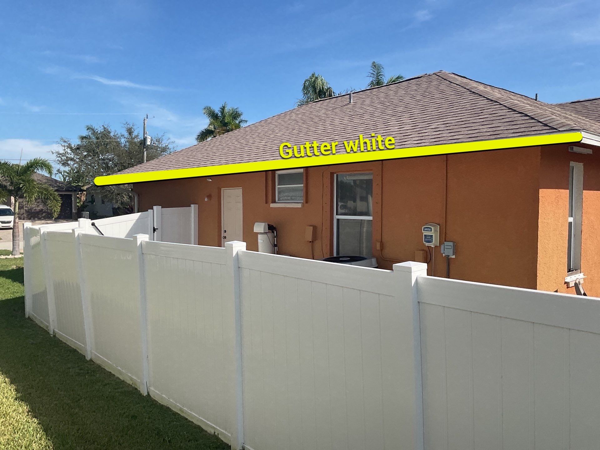 White 6-Inch Seamless Gutters in Cape Coral FL by Gutter Professors