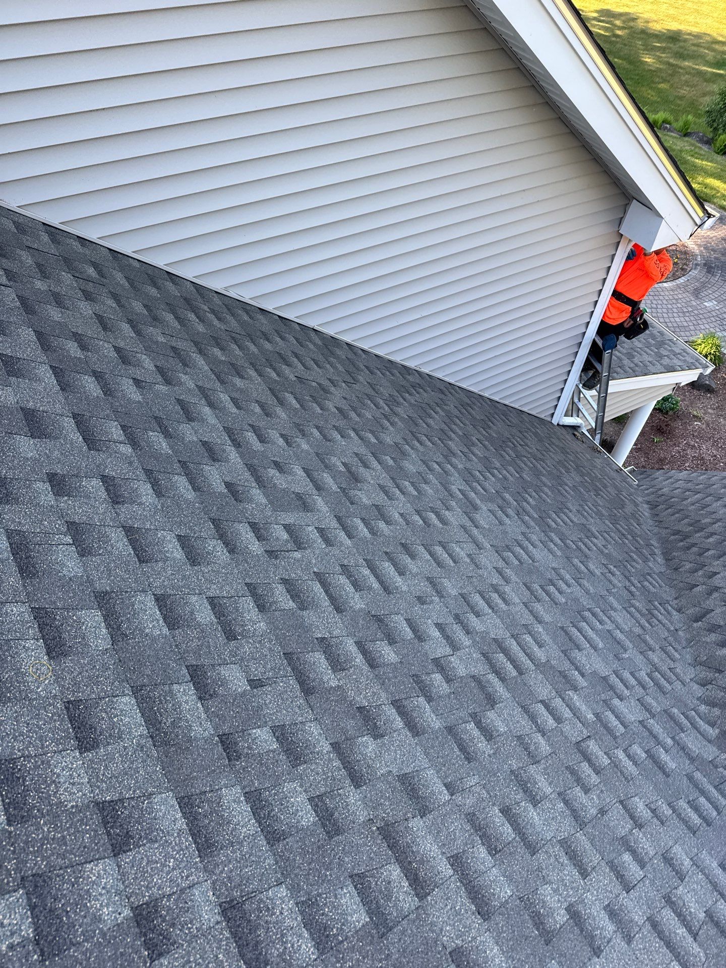Roof Replacement in Brookline, NH with GAF Timberline HDZ Weathered Wood Shingles by Compass exteriors