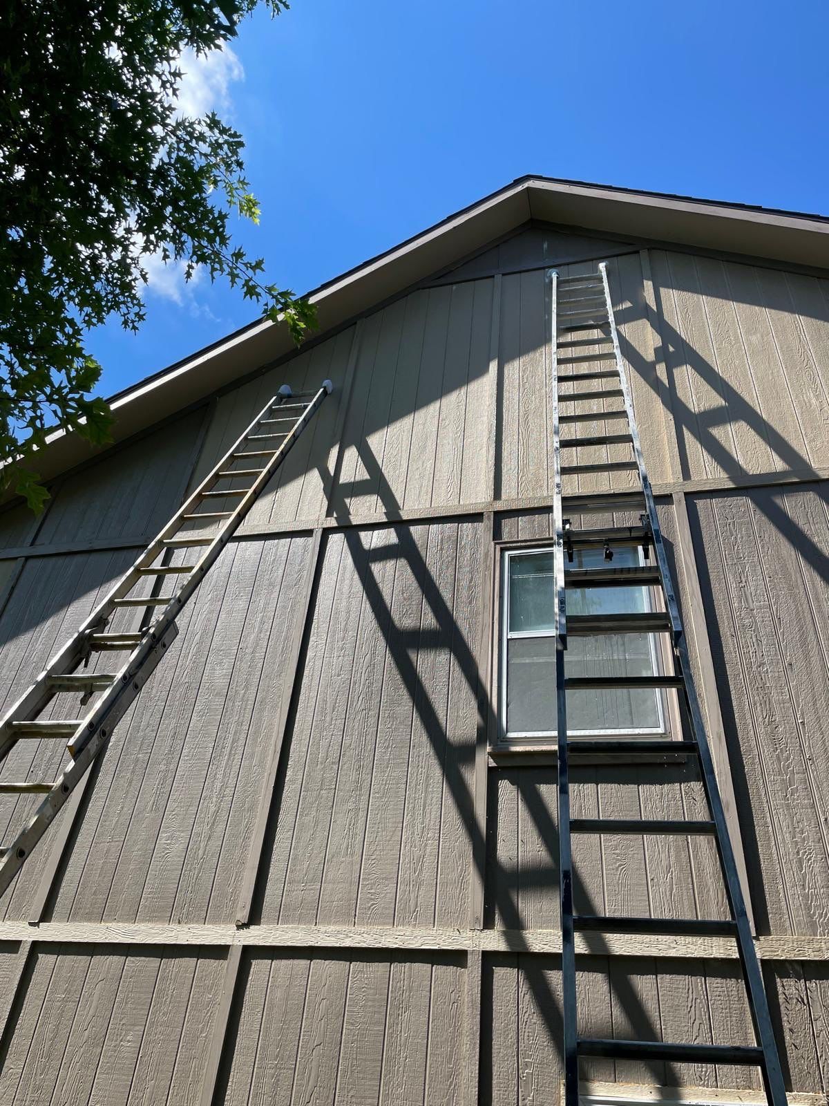 Shoji White Exterior Painting and Comprehensive Wood Rot Repair in Overland Park by Cougar Painting