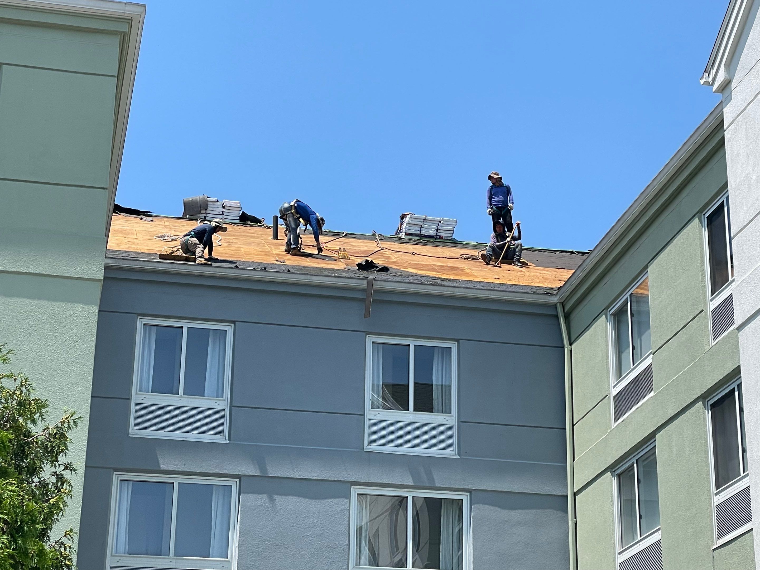 Commercial Roofing Installation using GAF Timberline / New Gutters and Downspouts by All Site Roofing