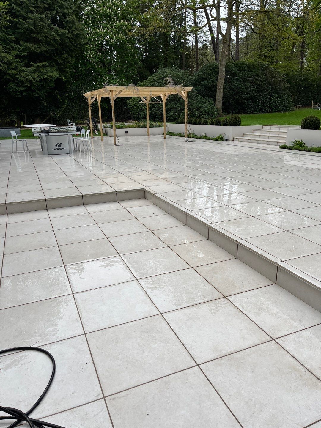 Porcelain Patio Clean using Honda 15lpm Low Pressure Washing Machine by Ges Exterior Cleaning ltd