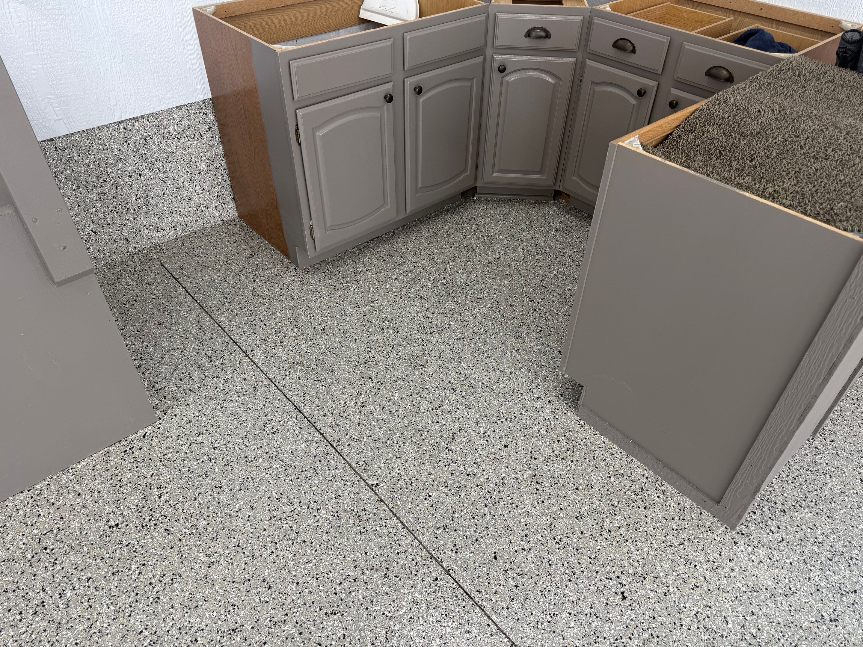 Speckled Epoxy Concrete Coating for Edgerton Garage Floor by Select Painting, Coatings & Garage Cabinets
