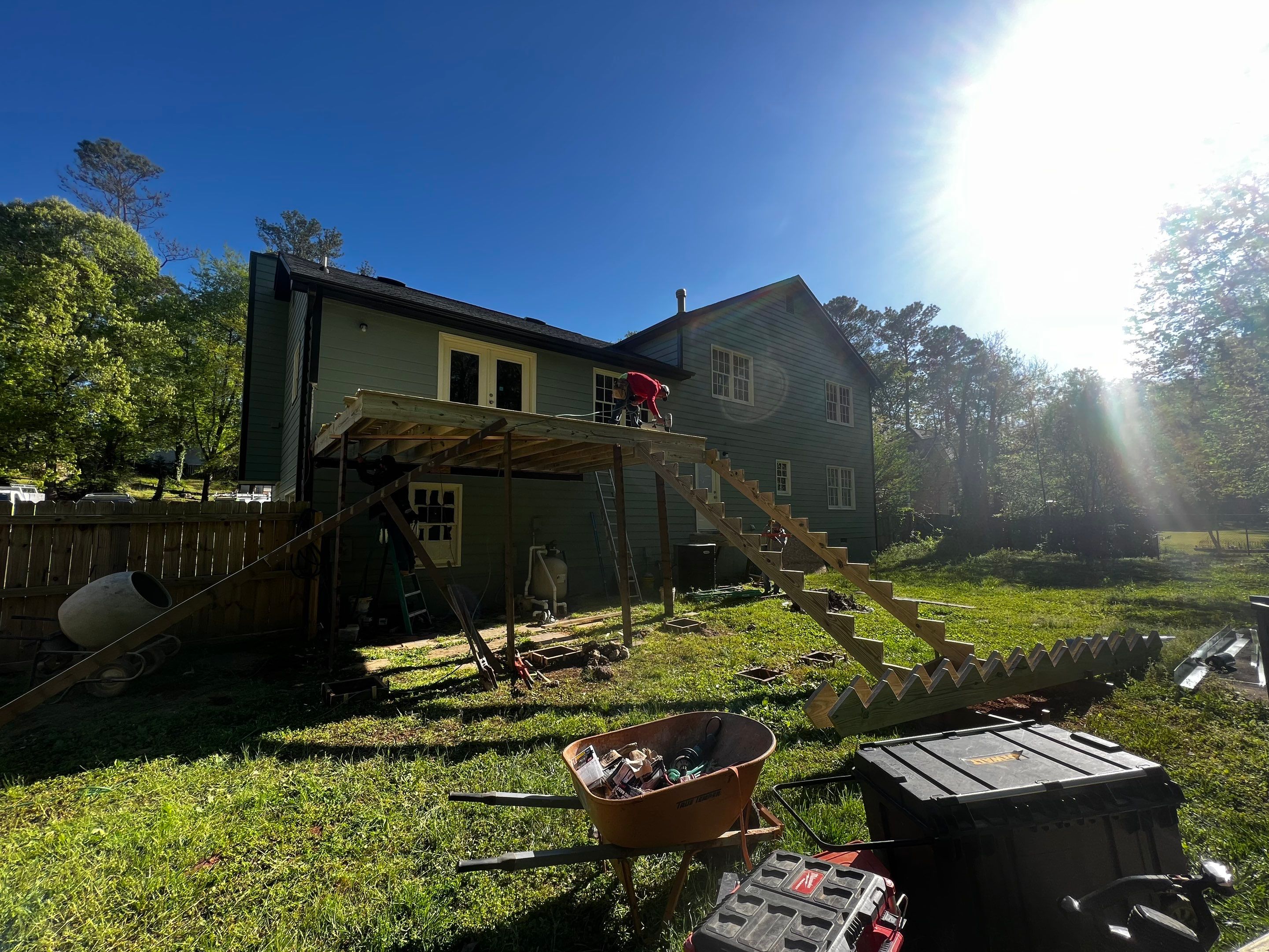 Elevated Pressure-Treated Wood Deck Replacement in Marietta by Swift Home Renovations