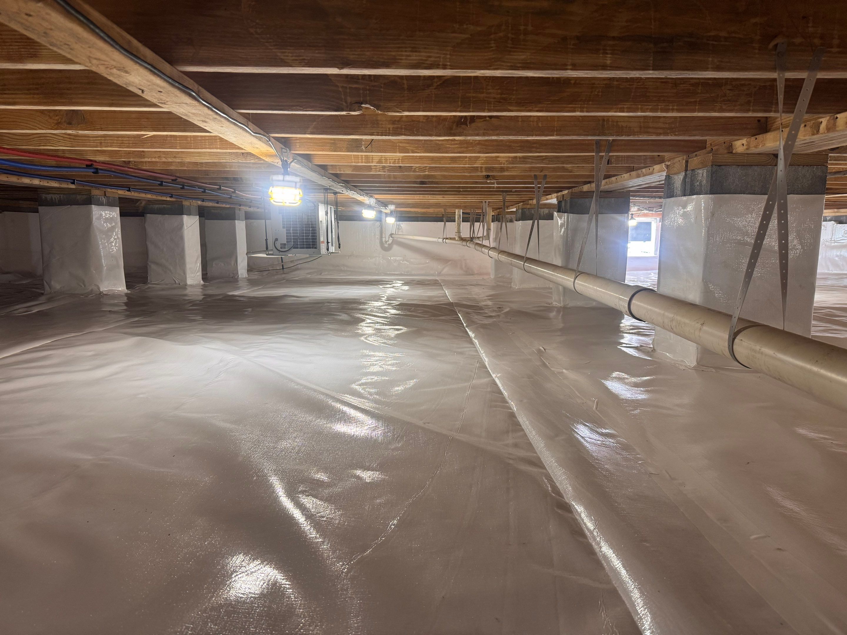Premium Encapsulation with 20Mil, Borafoam insulation and Light System. by Impact Crawlspace