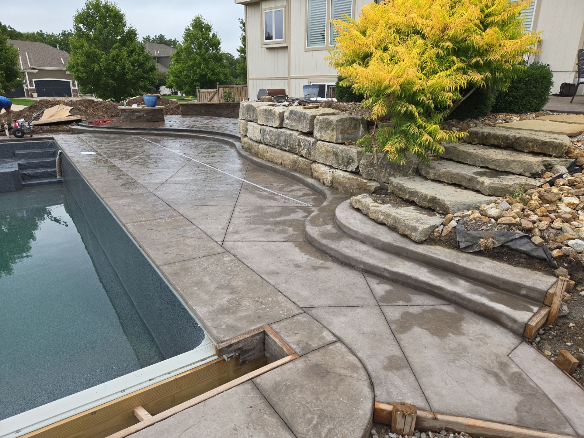 Back Yard Pool Patio by LAND ESCAPES LLC