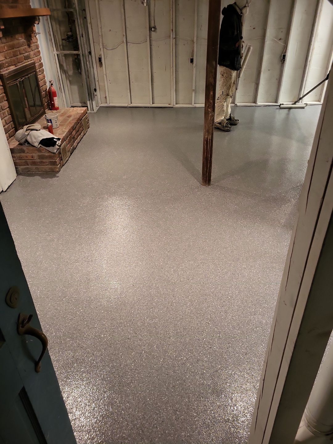 Basement Concrete Floor Coating with Penntek Flake System by Spectrum Painting, LLC