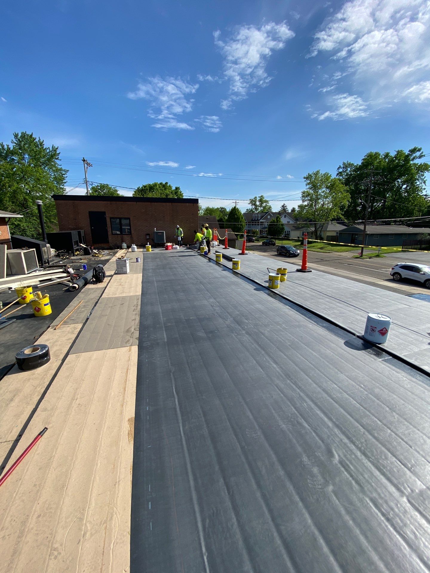 Commercial Roofing Installation using 60 mil rubber roof  by Nitro Roofing and Construction