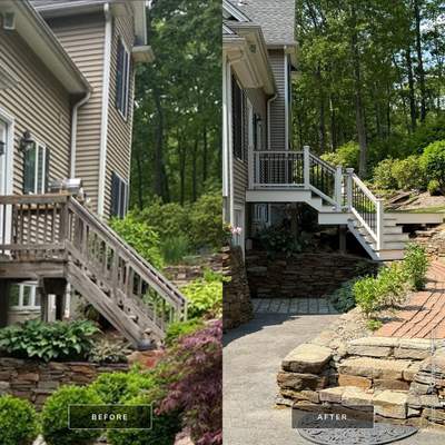 Front Porch Replacement with Trex Lineage Biscayne and Trex Cocktail railing.