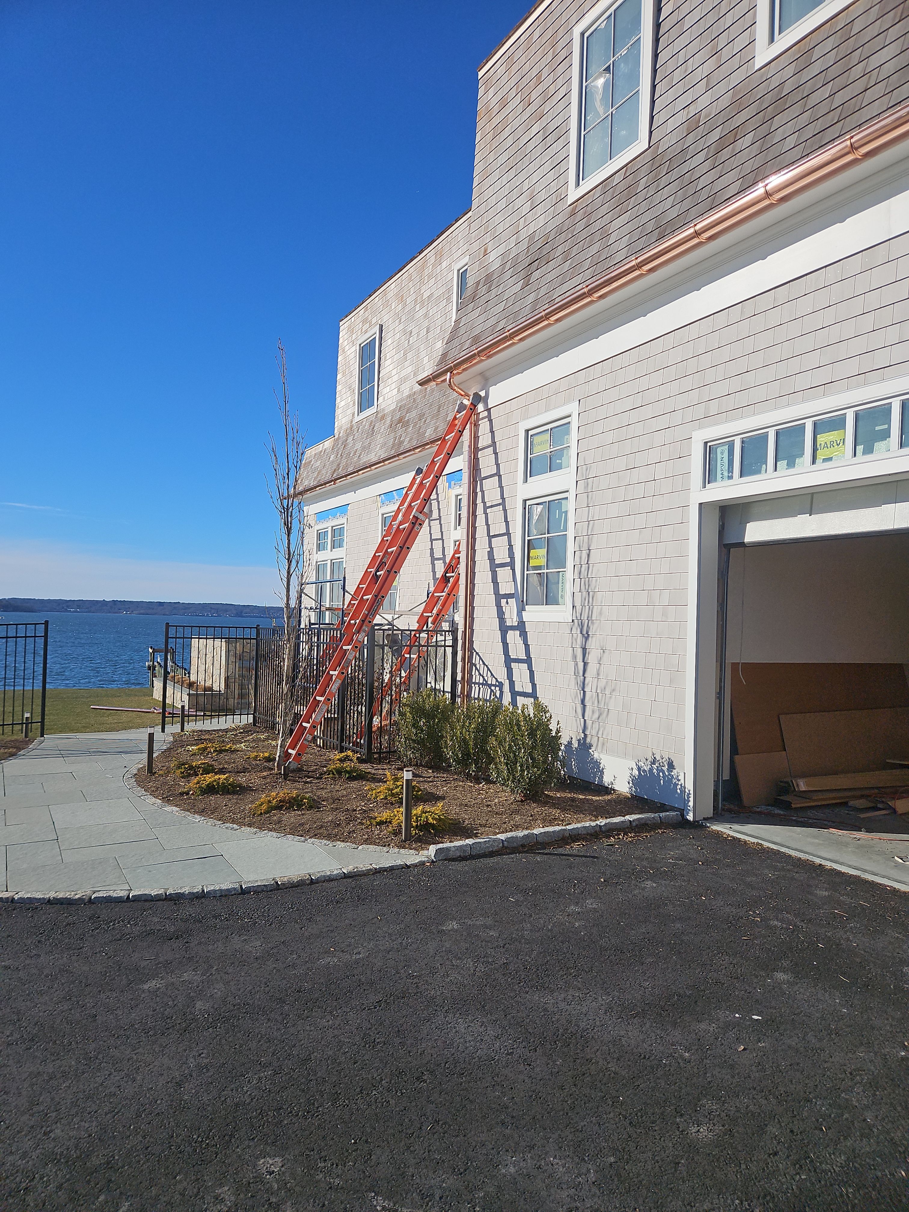 Gutter Installation using 6" Half Round Copper Gutter in Warwick, RI. by Gutter Pro Enterprises