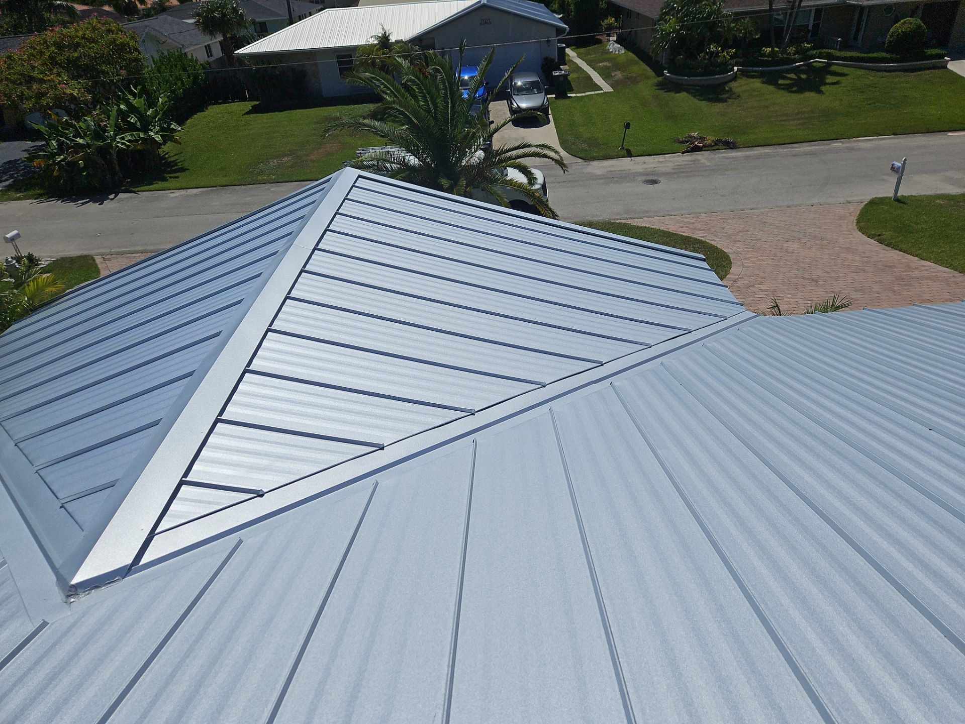 Residential Roofing Installation using 1" Nail strip metal roof by BLUES BROTHERS ROOFING