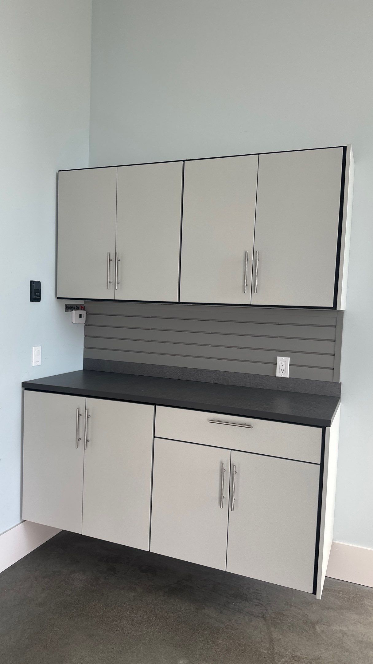 Bryon V. upgrades garage with cabinets and heavy duty slatwall by Banner Garage