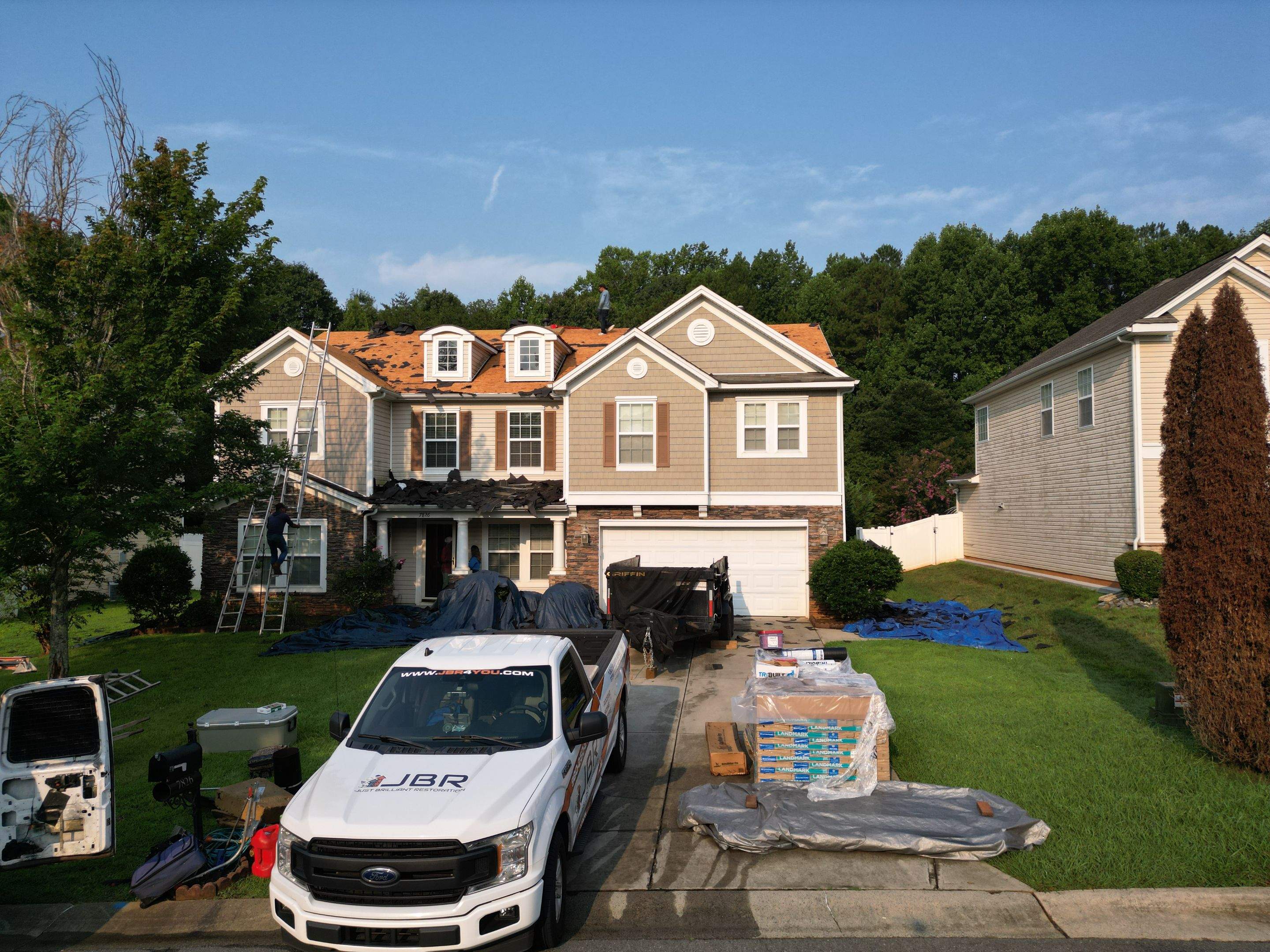 Roof replacement, interior and gutter repair by hail and wind damage by Just Brilliant Restoration JBR