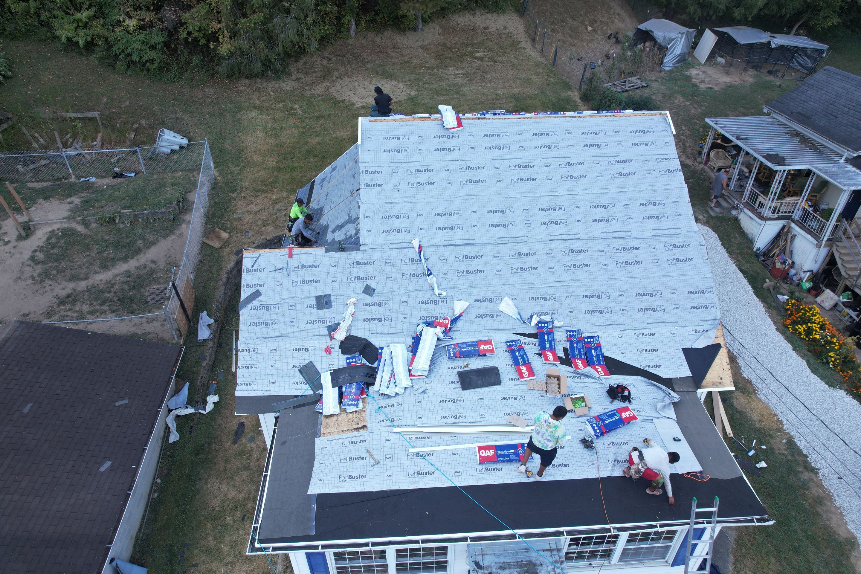 Residential Roofing Installation using GAF Timberline HDZ Biscayne Blue by Rainstoppers Roofing