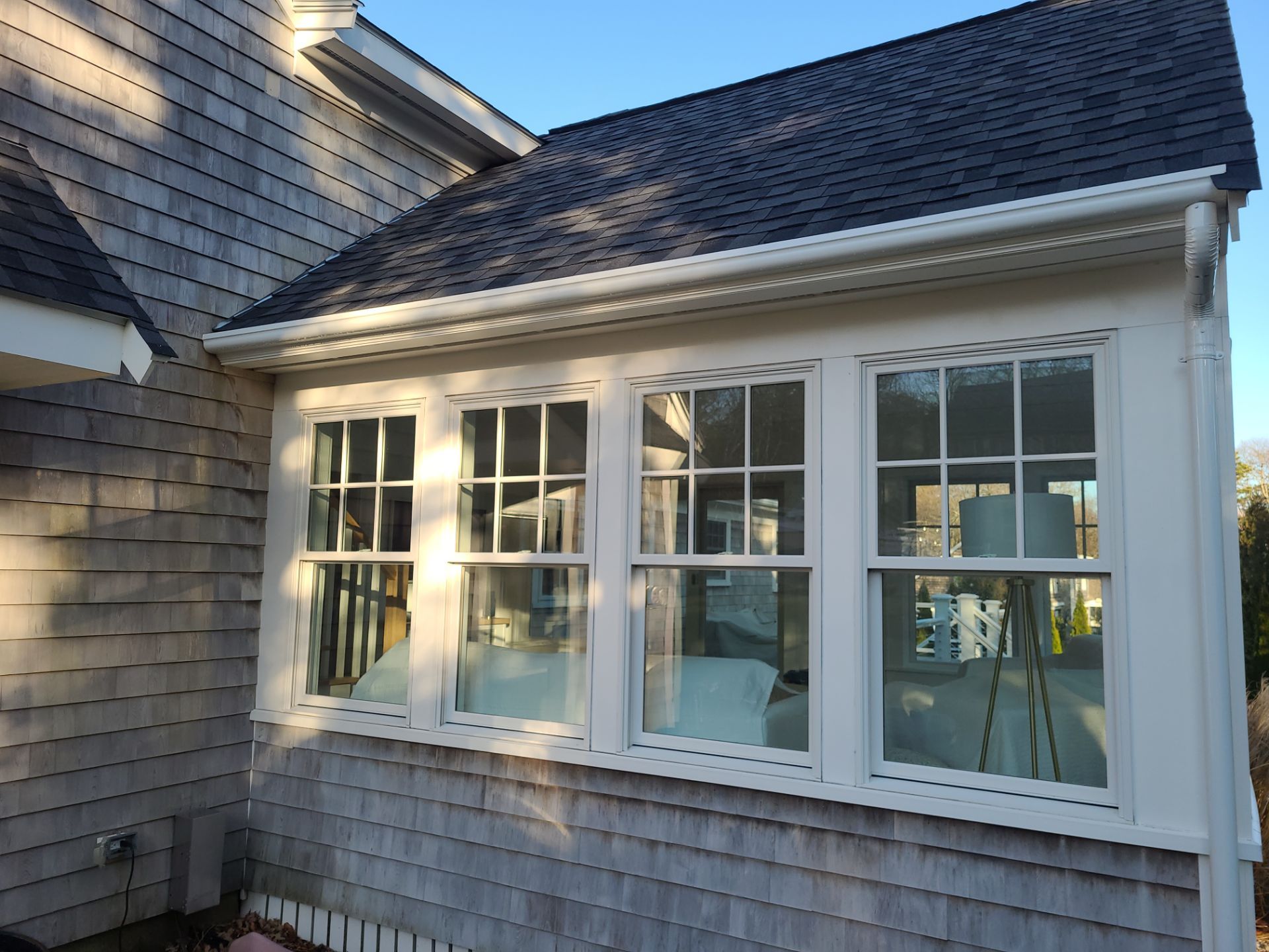 Gutter Installation using 4x5 FiberGlass Gutter with Moulding in Dennis, MA. by Gutter Pro Enterprises