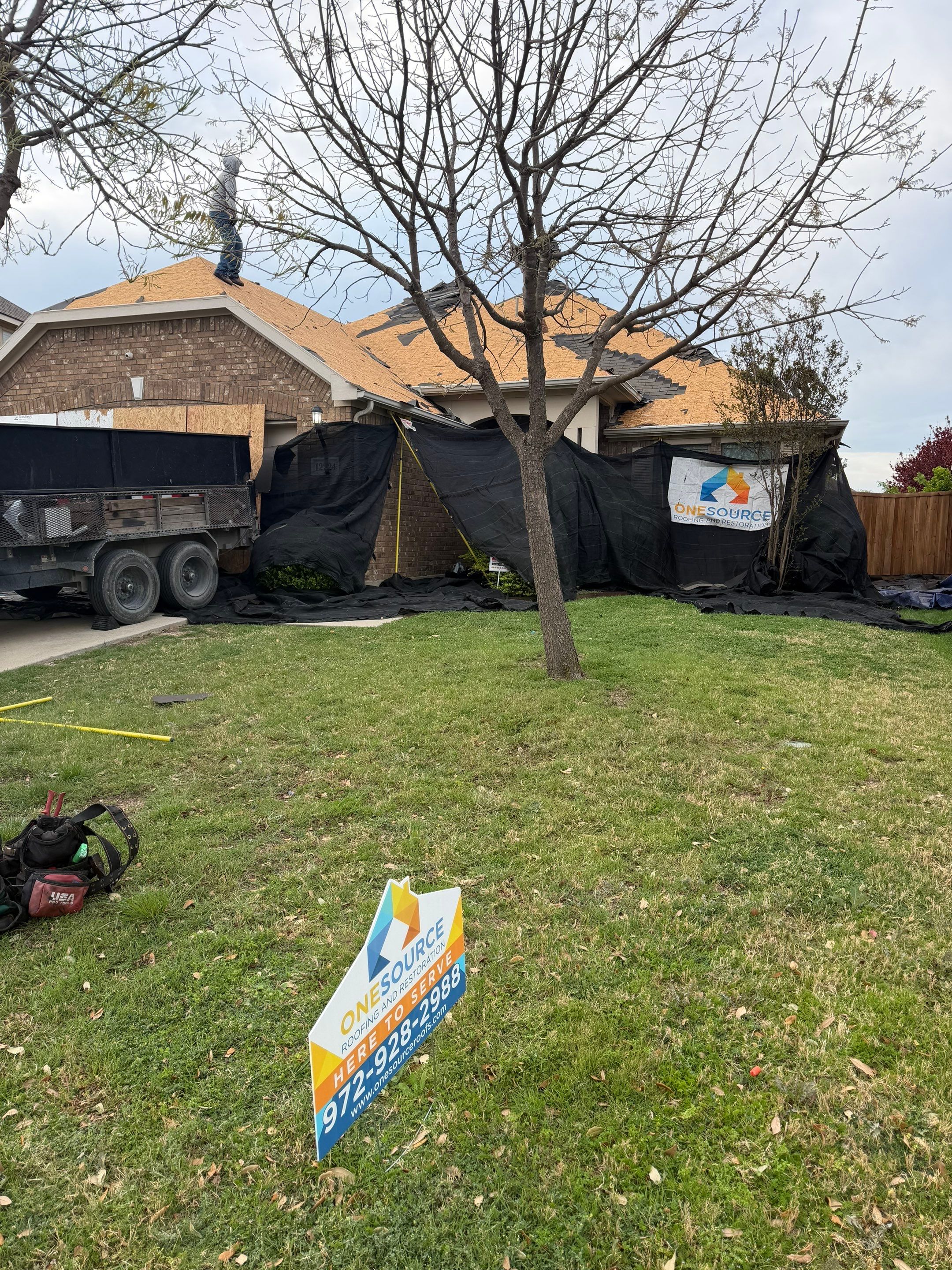 Residential Roofing Installation using Malarkey Highlander Weathered Wood Plus by OneSource Roofing and Restoration