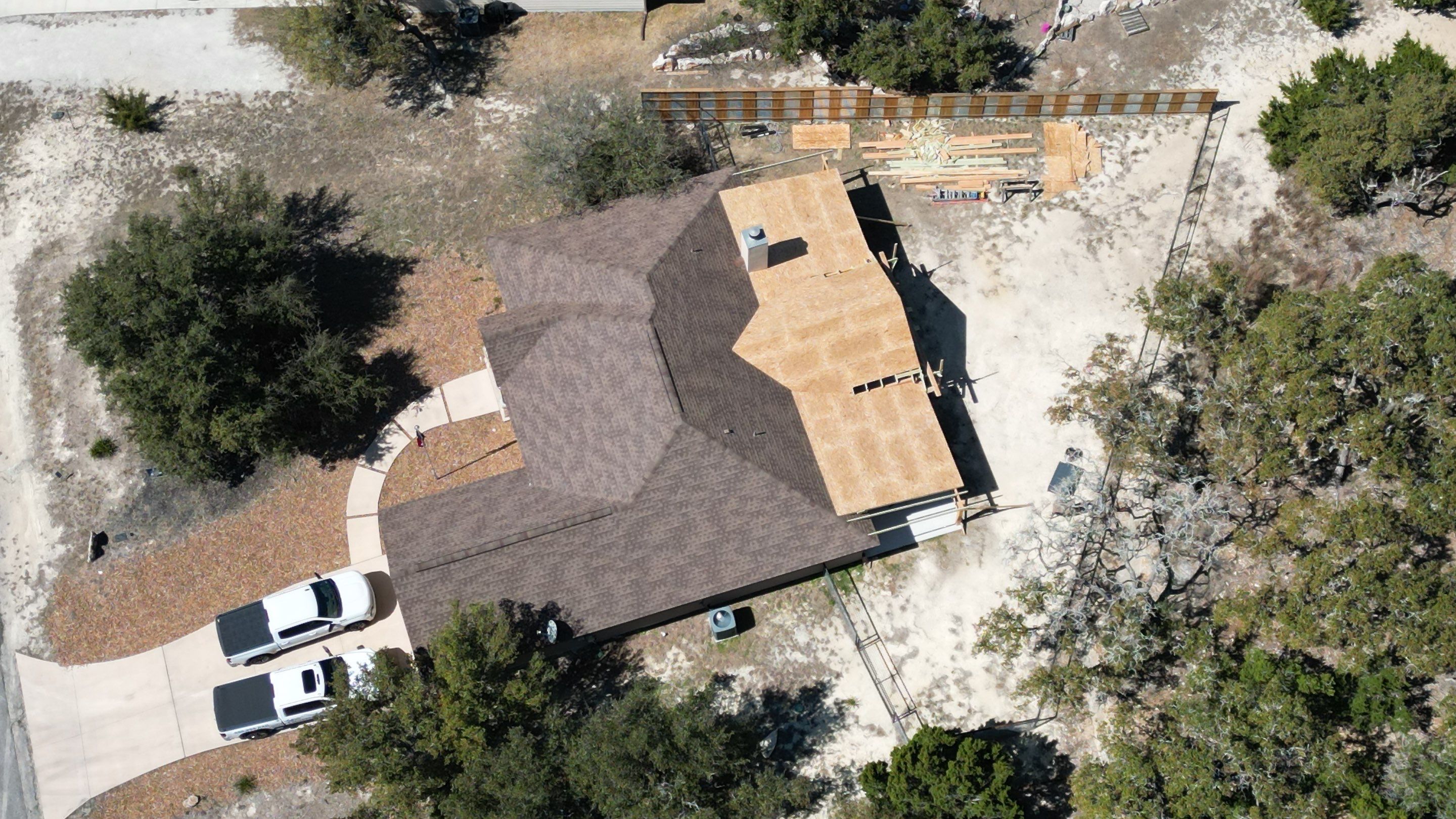 Reroof with Back Patio Addition using Owens Corning Duration Aged Copper by Lightning Exteriors