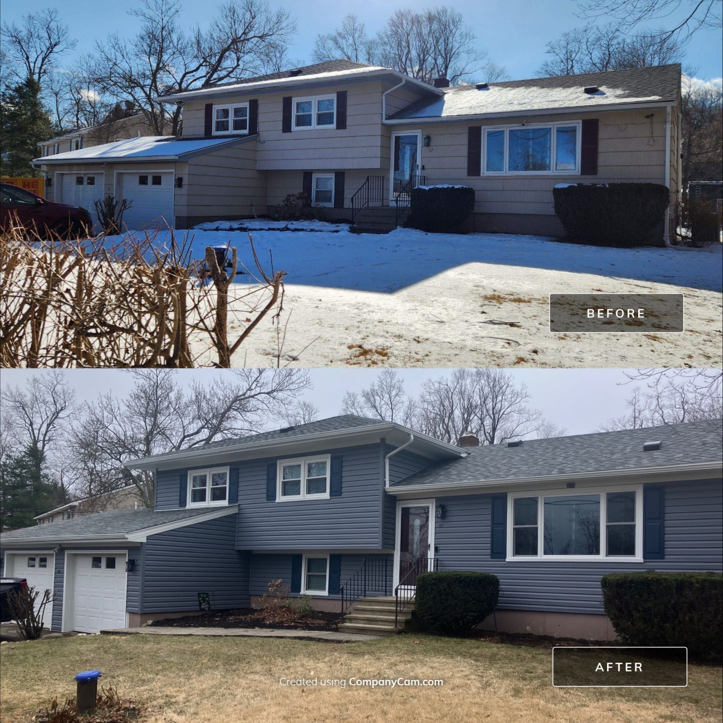 Siding transformation with Cert Monogram D/5 Dutchlap, Flagstone by DiGiorgi Roofing and Siding Inc