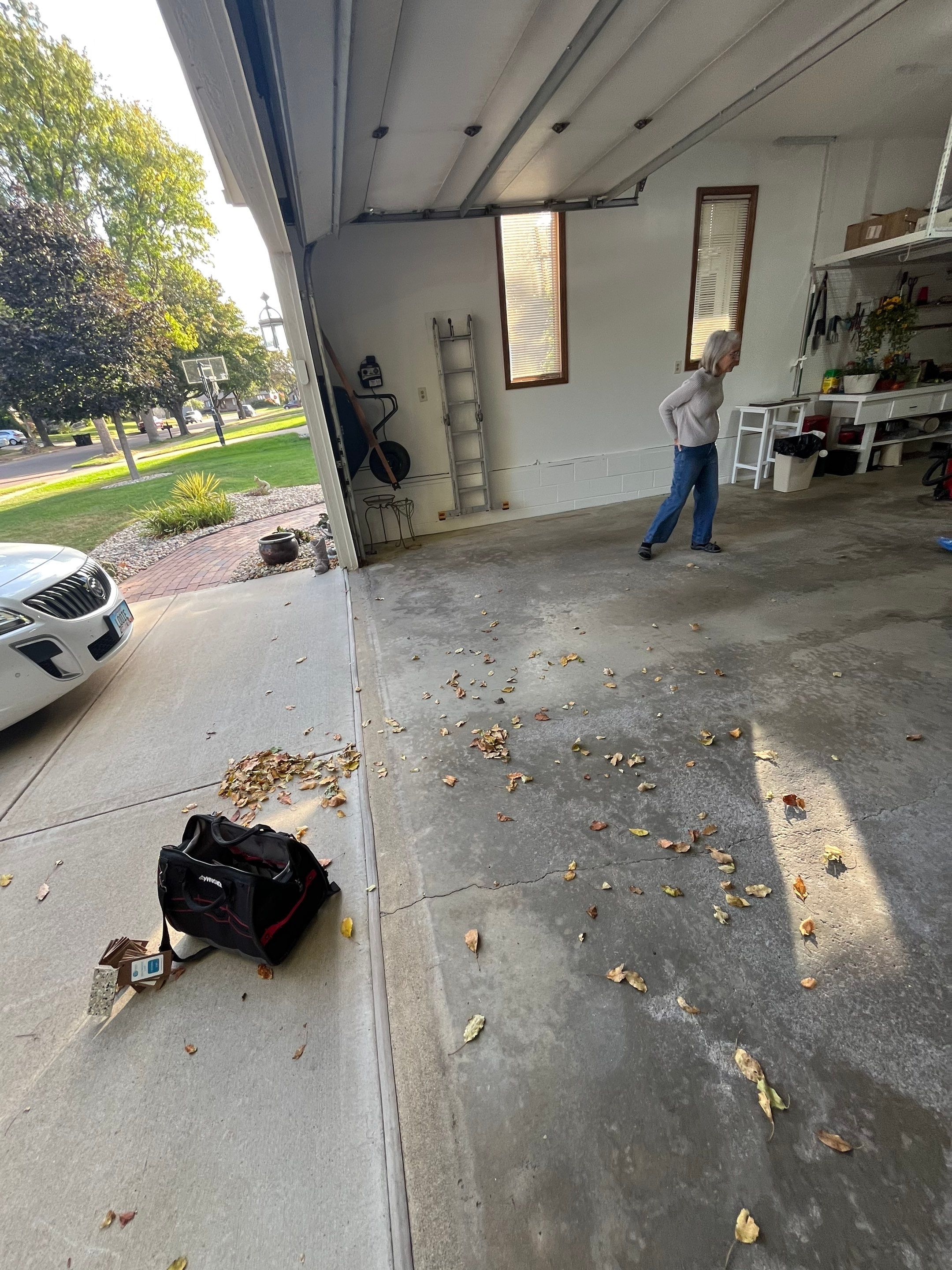 Multi-Colored Flake Epoxy Garage Floor Coating and Crack Repair by Select Painting, Coatings & Garage Cabinets