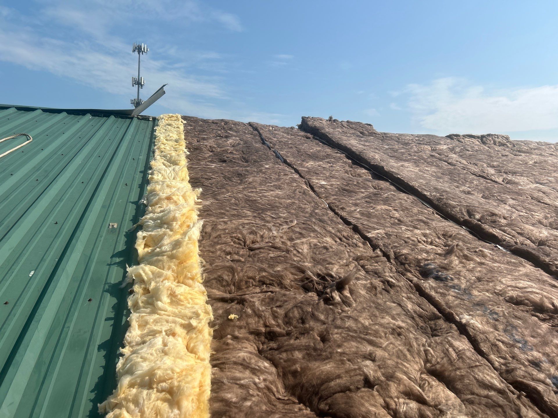 Commercial Roofing Repair using Ag panel green  by Nitro Roofing and Construction