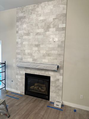 Marble Tile Fireplace