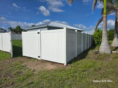 Residential White Vinyl Privacy Fence Installation in North Port