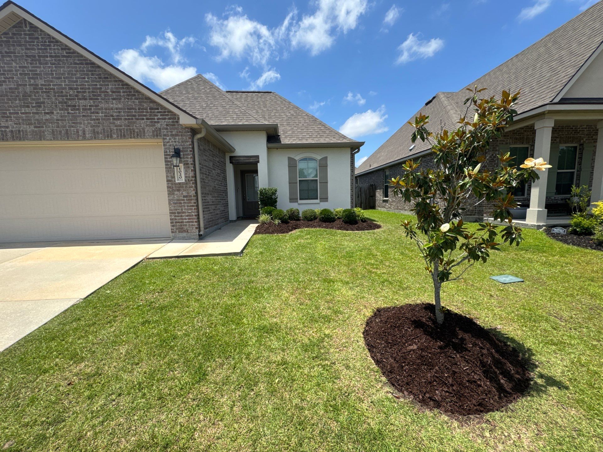 LANDSCAPE SERVICES: DEMO / BED PREP / CUT IN BED EDGES / MULCH INSTALL using BROWN MULCH "BARK BRITE" by CutScape, LLC.