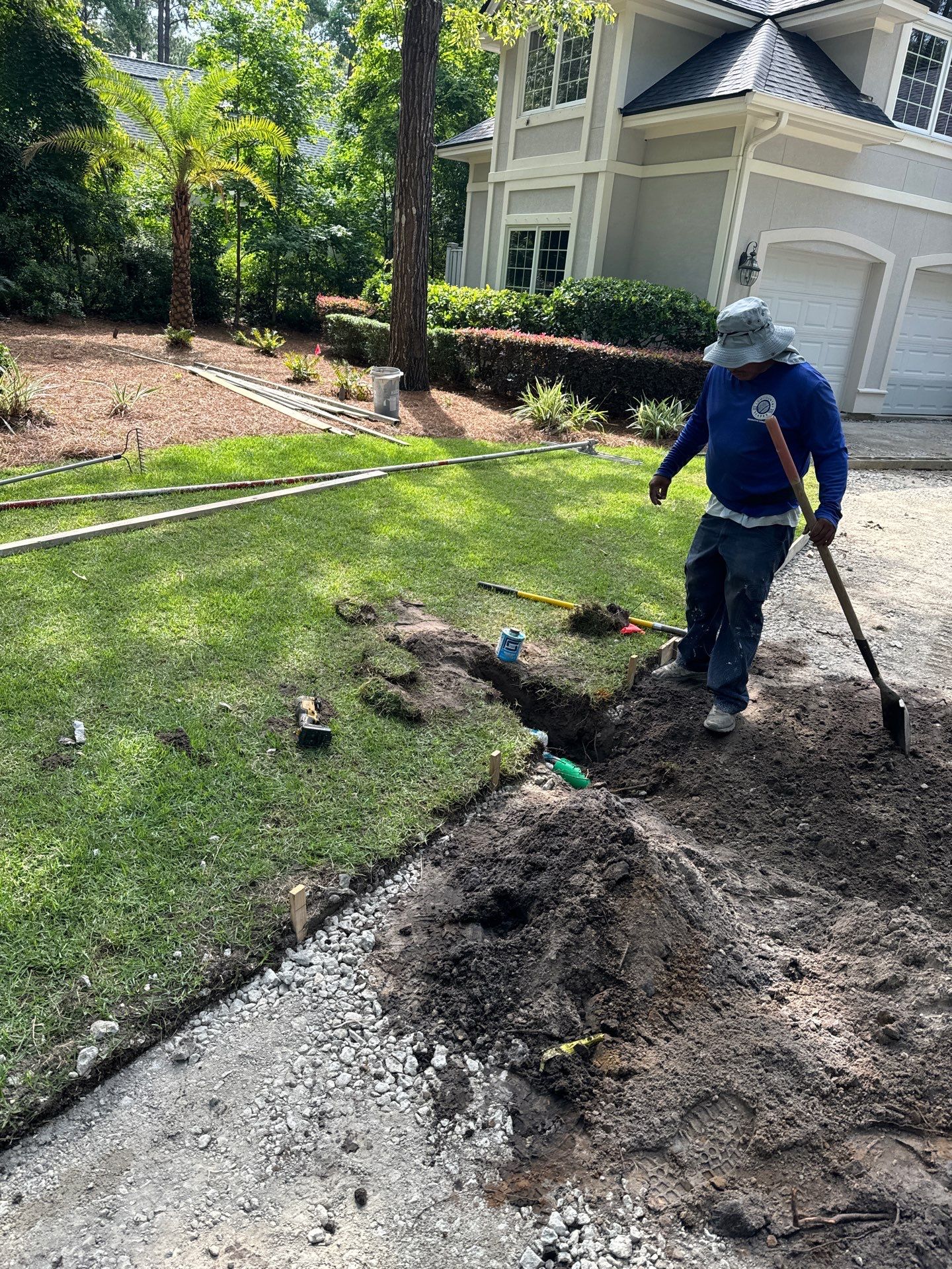 Hilton Head Island Concrete Driveway Replacement with Herringbone Brick Inlays by Lowcountry Scapes, LLC