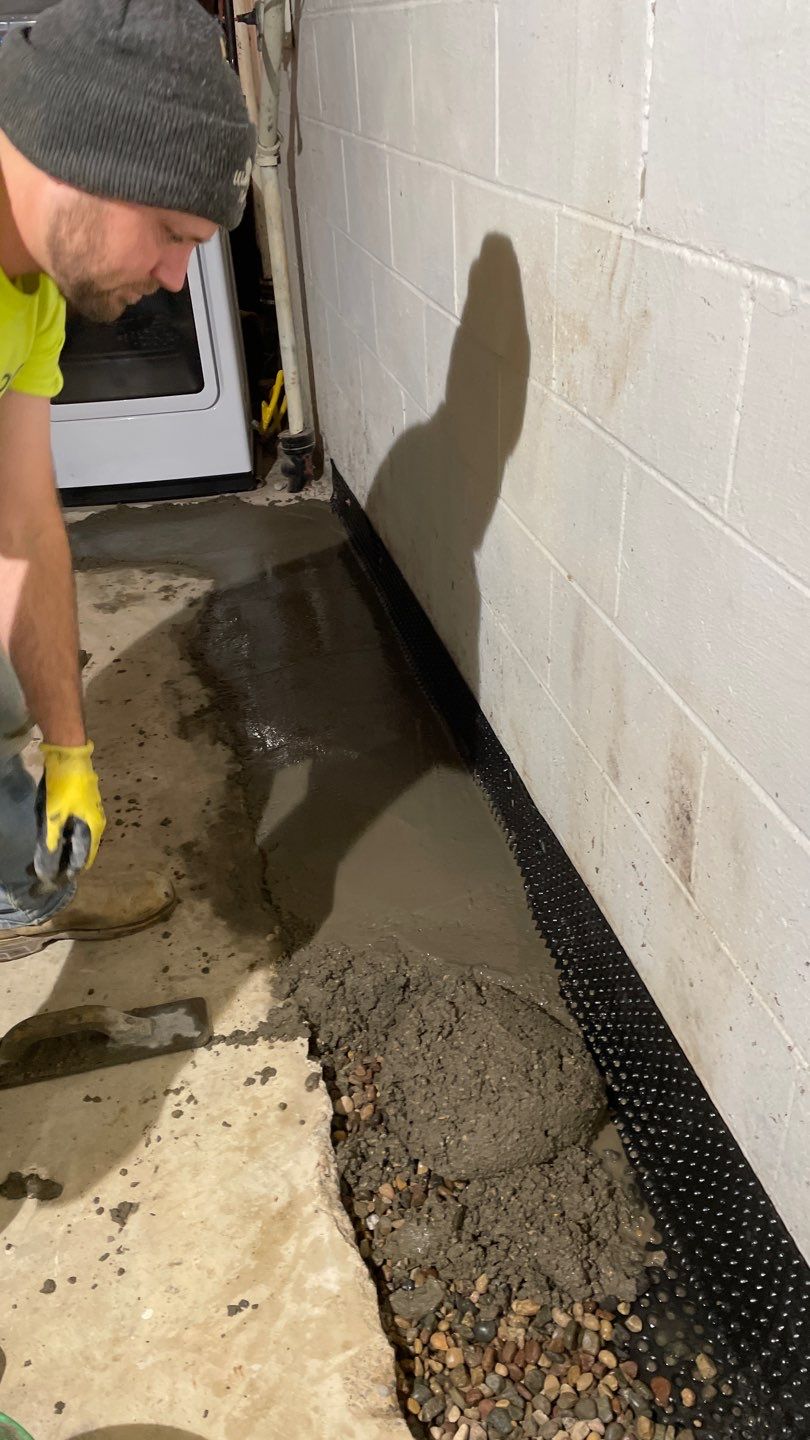 Drain tile & a sump pump for Ruth by Waterproofing Northeast