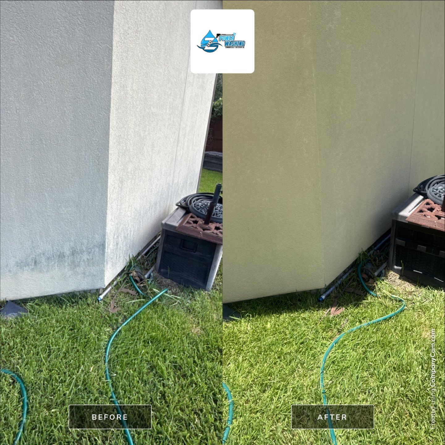 Stucco House Wash and Concrete Driveway Cleaning in Friendswood by Zeal Power Washing