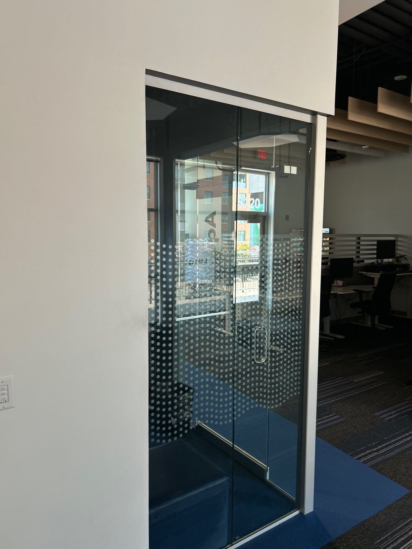 Office Remodel Featuring Acoustic Baffles and Professional Carpet Installation by CompanyCam Sales Demo