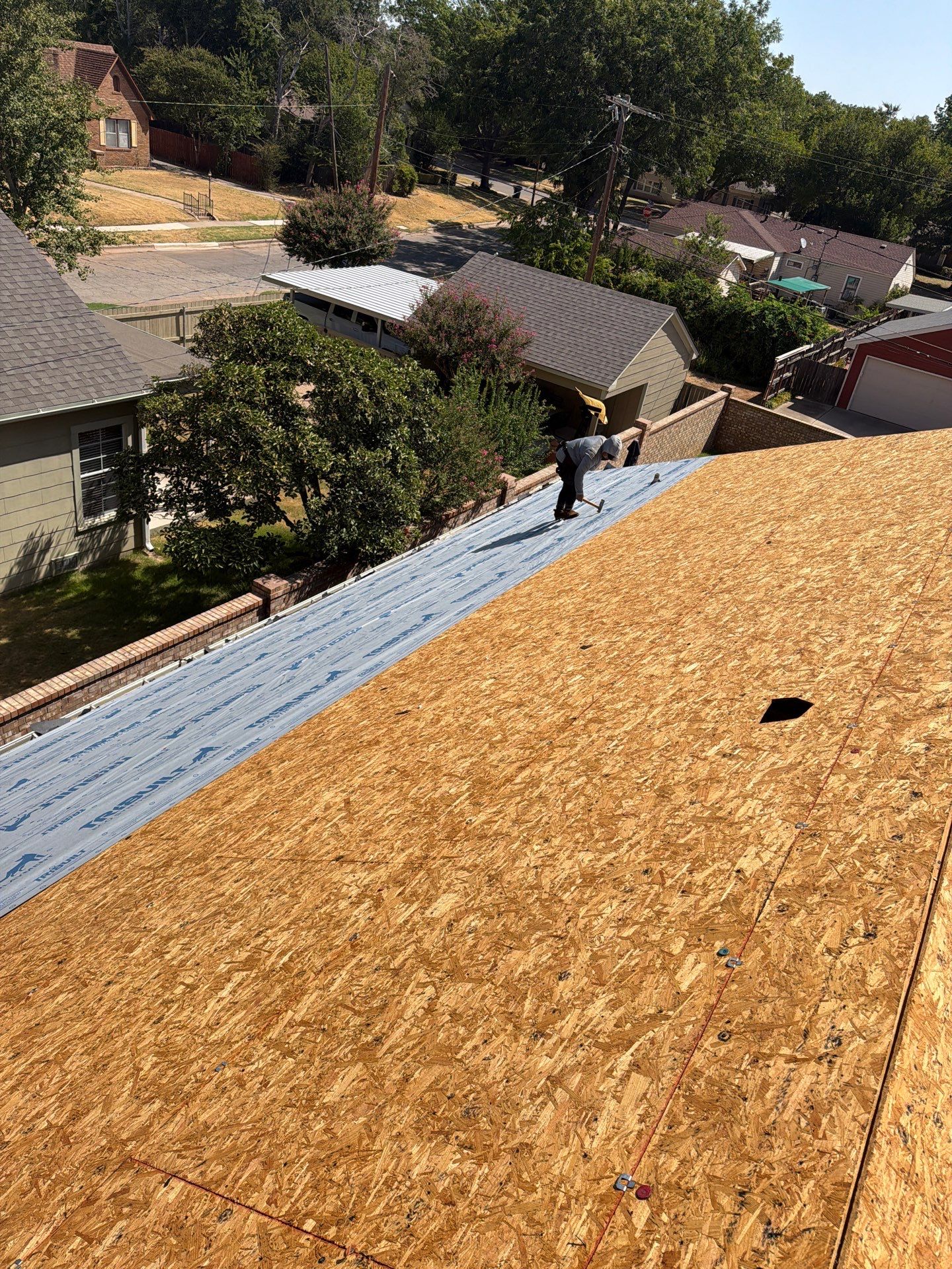 Residential Roof Replacement Featuring New OSB Sheathing in Wichita Falls by Shearman Roofing & Construction