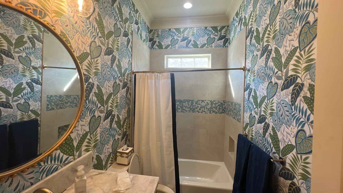 Wallpaper Installation in the Bathroom by Nomad Painting