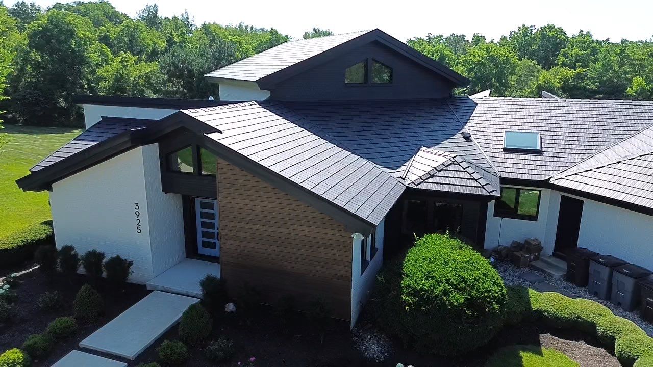 Black Frost Metal Shake Roof & Modern Exterior Renovation