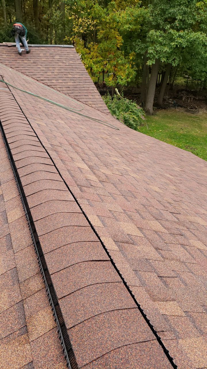 Brand: Atlas Pinnacle Color: Pristine Scotchgard Sienna Drip: Musket Brown by Eagle Eye Roofing